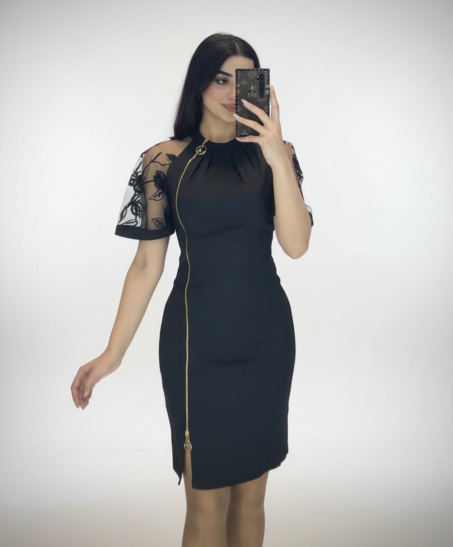 Robe Noire avec manches transparentes 😍🖤