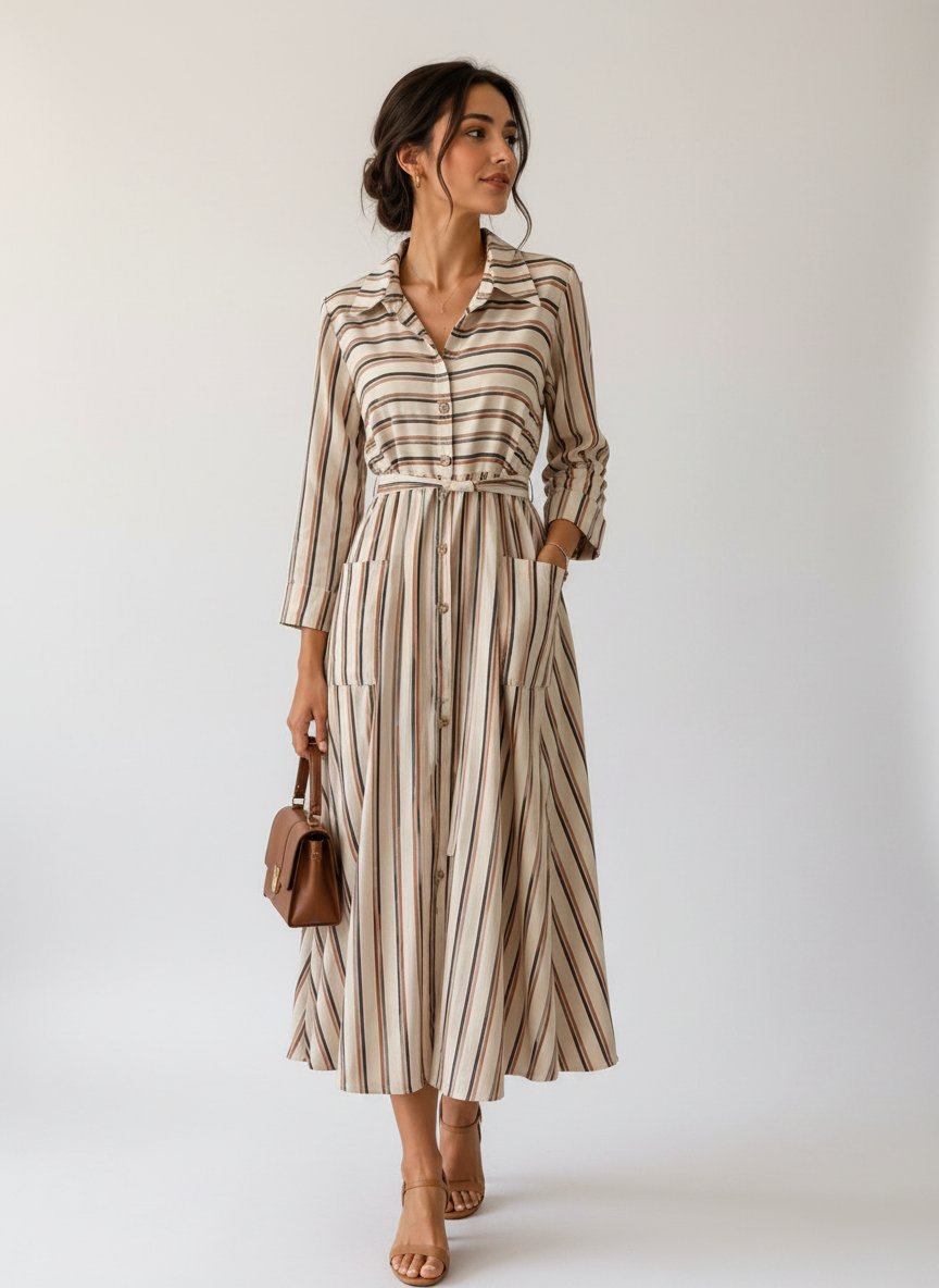 Robe longue rayée simple 
