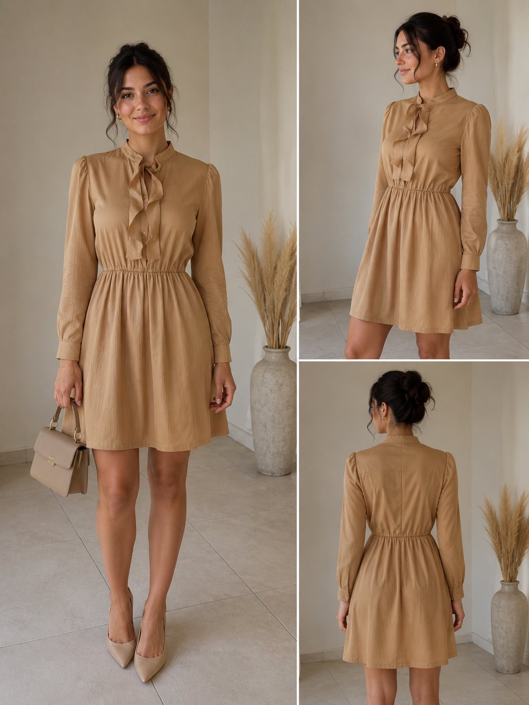 Robe Manches Longues en Camel 🤎