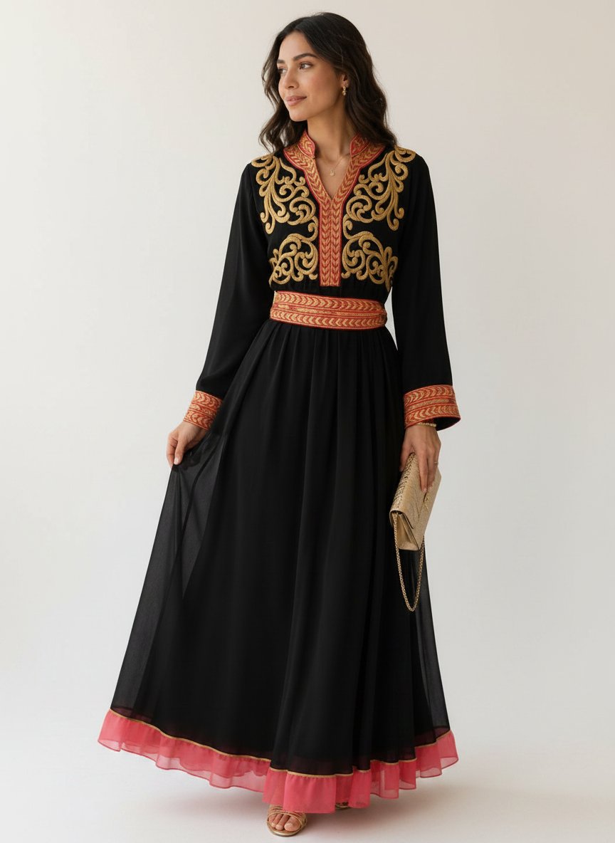 Quftan noir en doré traditionnel 😍