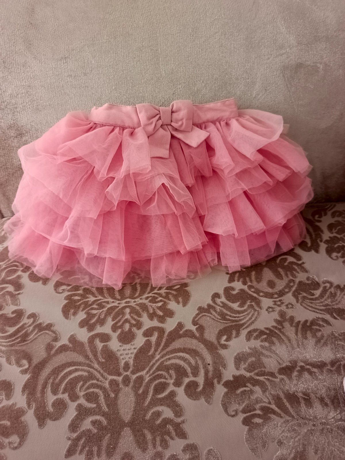 Jupe tutu rose en tulle a volant superposés