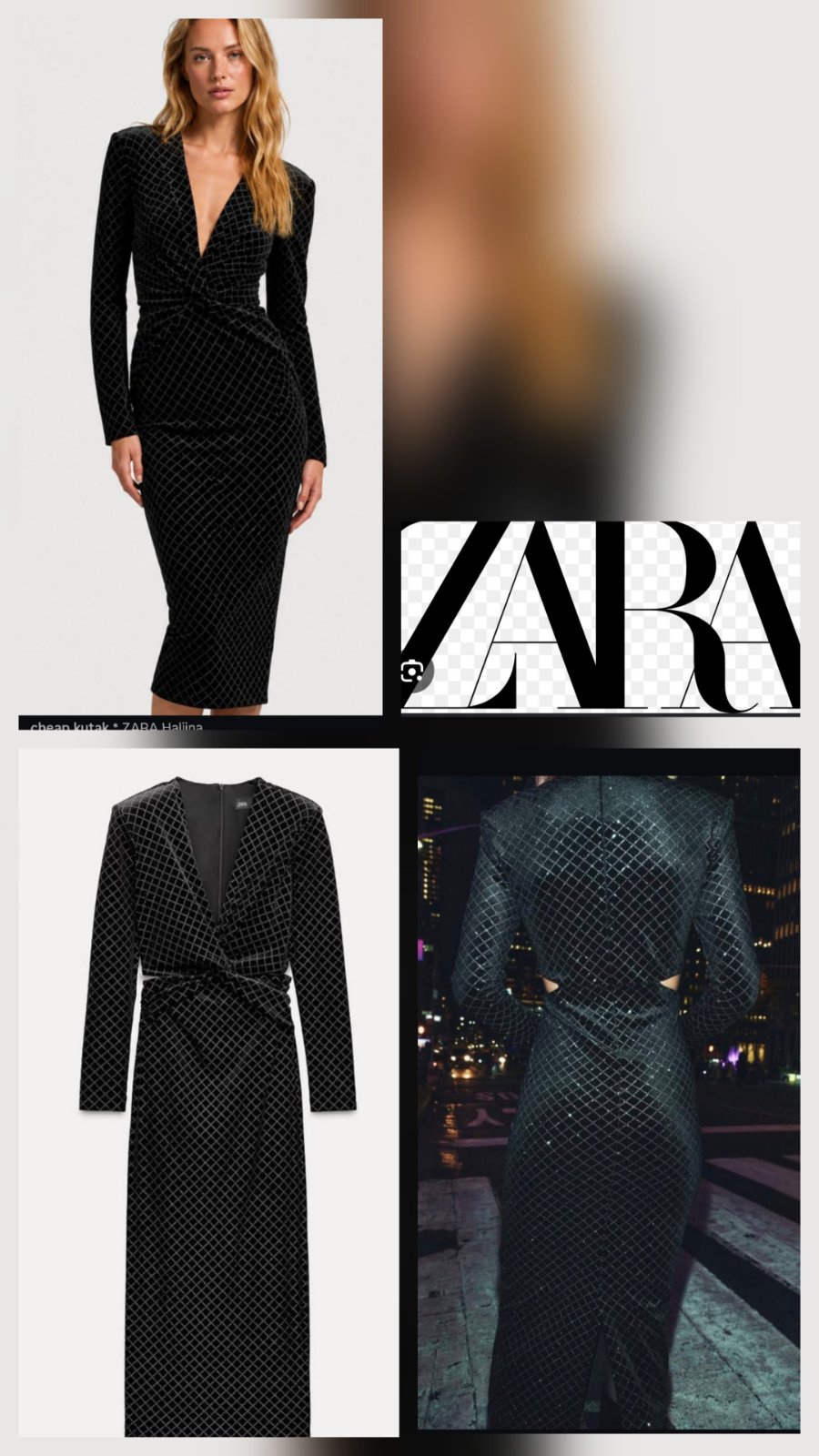 Robe soirée velour  manche longue zara