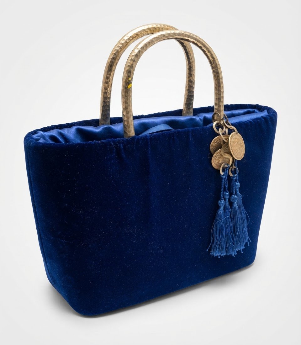 Sac en velours bras en argent marteler 
