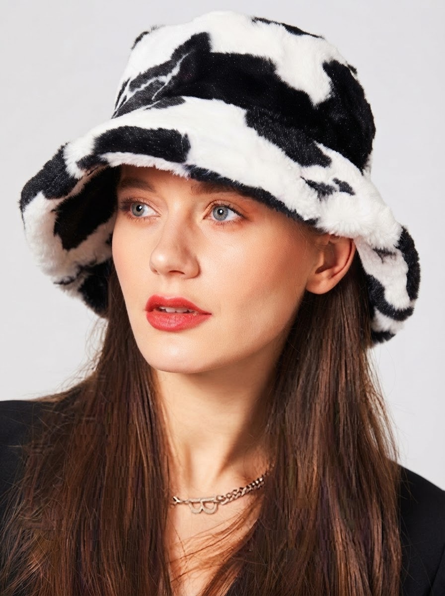Chapeau en fausse fourrure noir et blanc 🖤🤍