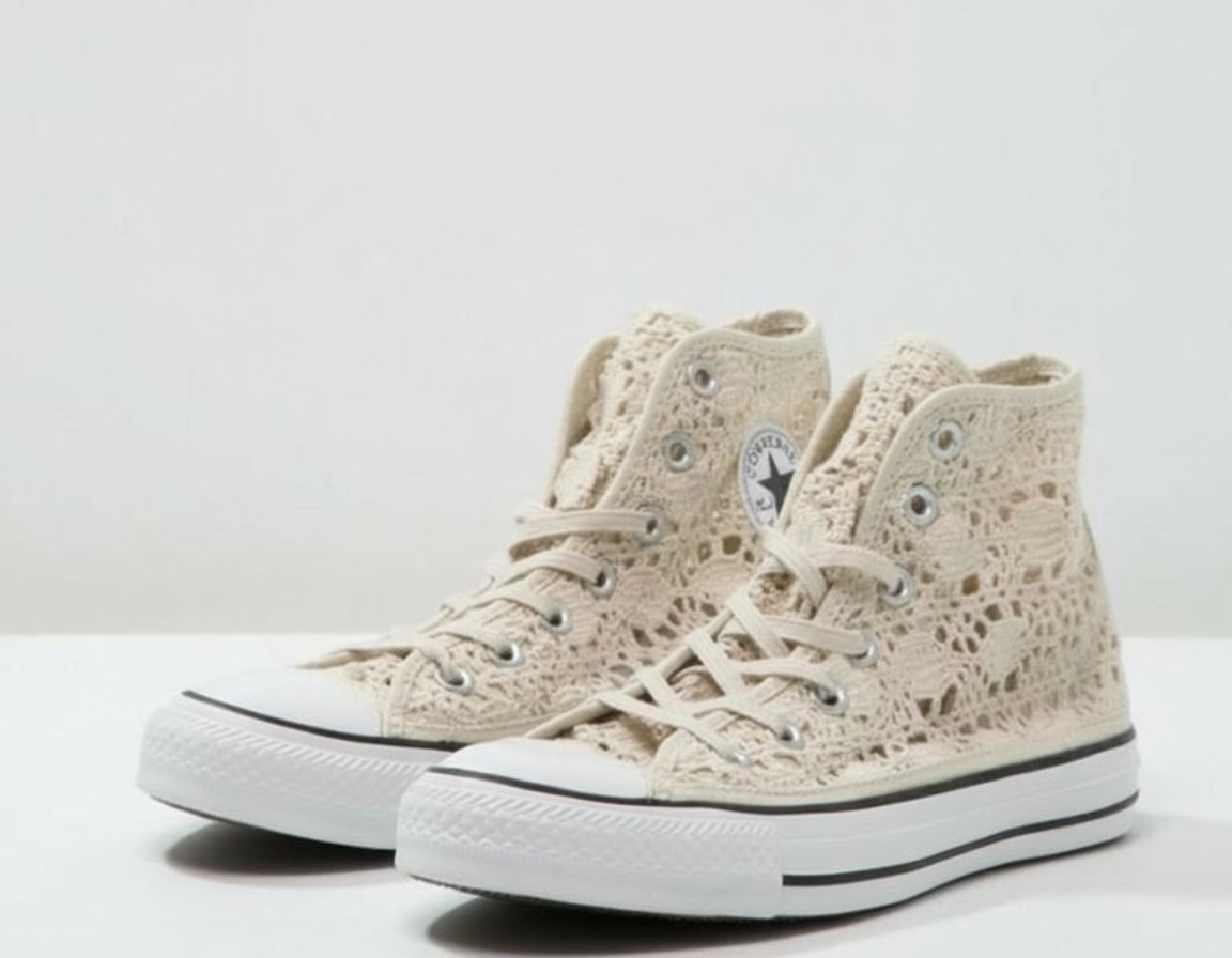 Chaussures converse en beige crochet 
