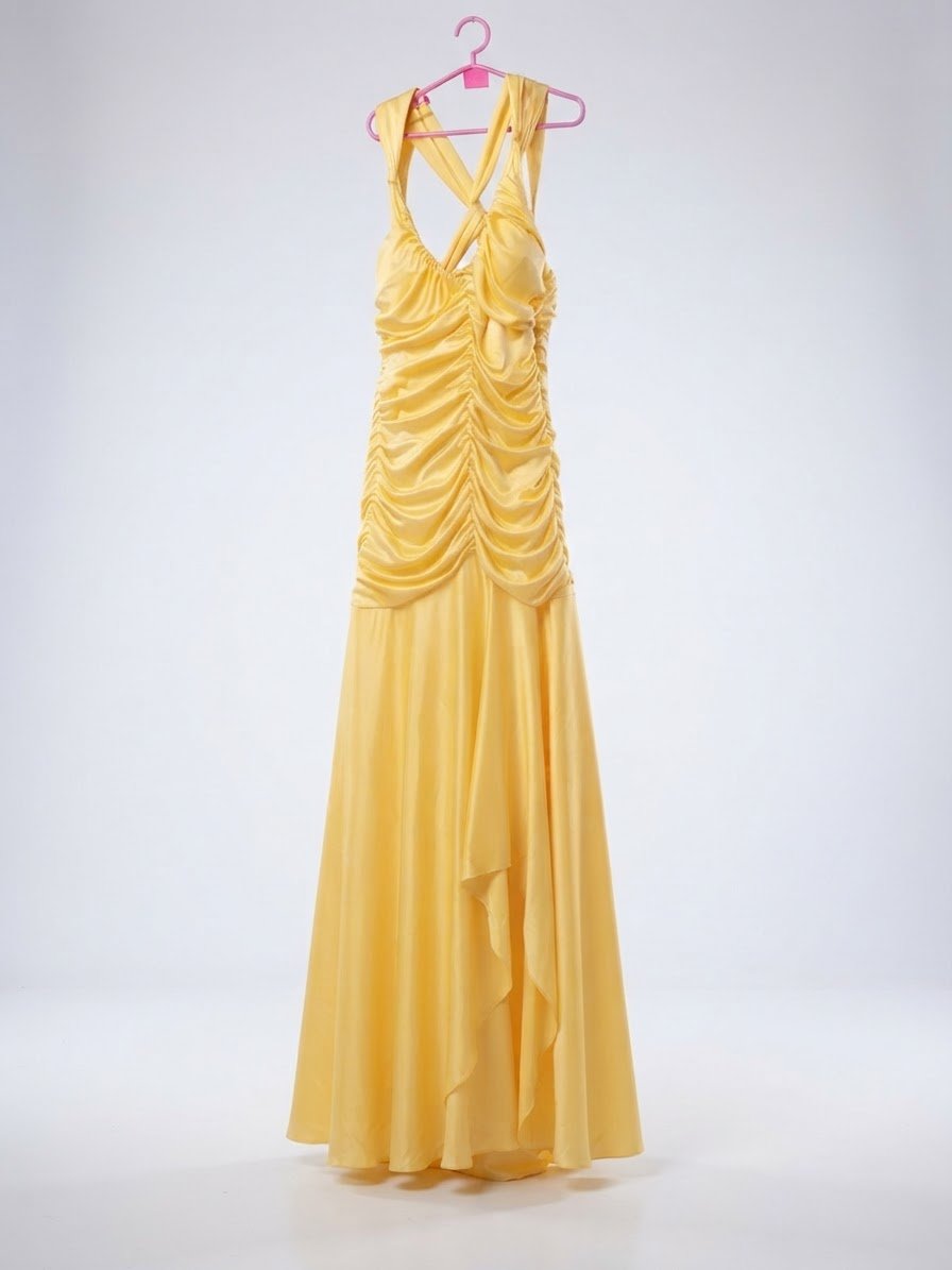 Robe jaune satinée