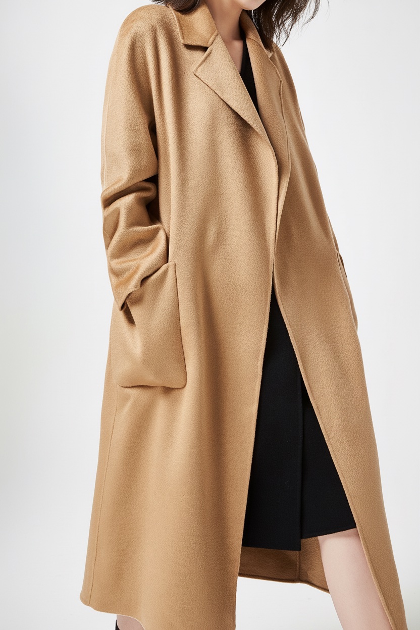 Trench ceinturé à revers beige creme avec poches