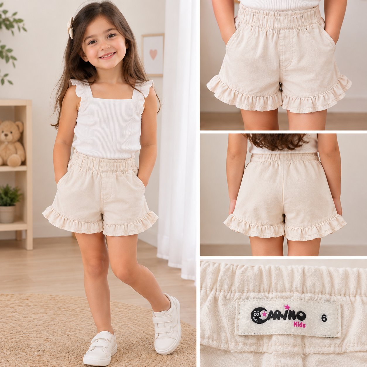 Short fille beige 