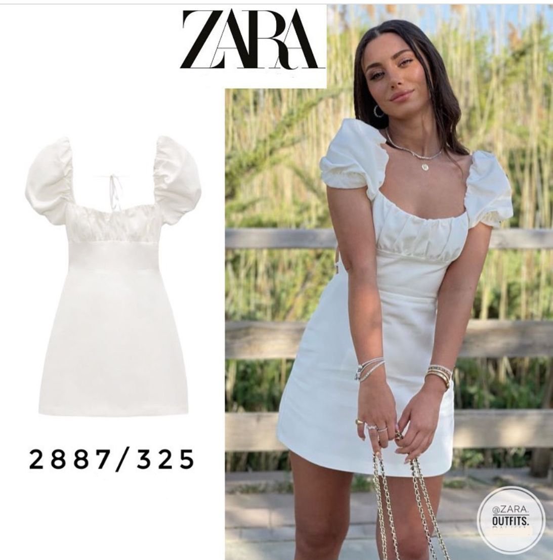 White Zara puff sleeve mini dress