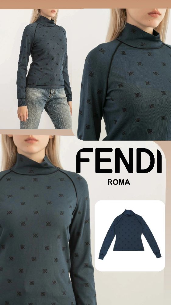 Fendi FF Calligraphy Cut and Sew Haut à manches longues 