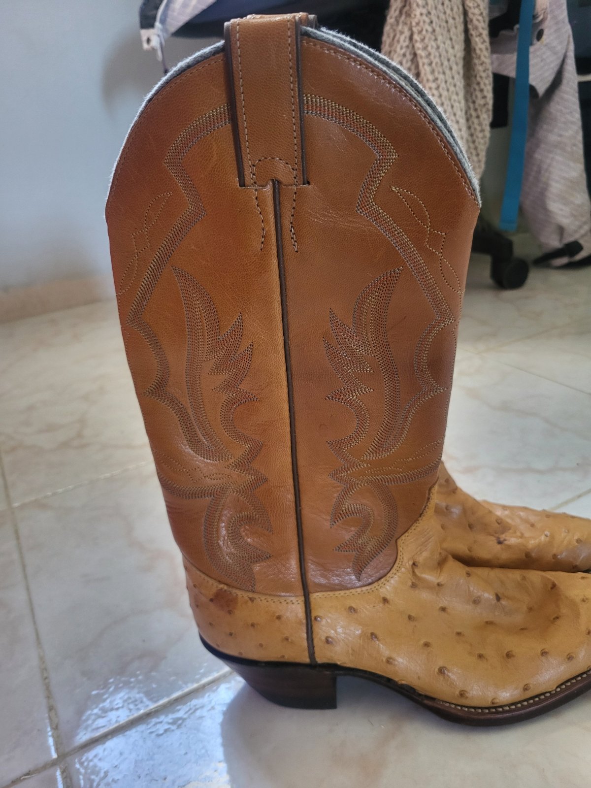 MILTON ALLEN DE HOUSTON GOGNAC BOTTES DE DANSE EN CUIR D'AUTRUCHE TRAIL BOSS 39
