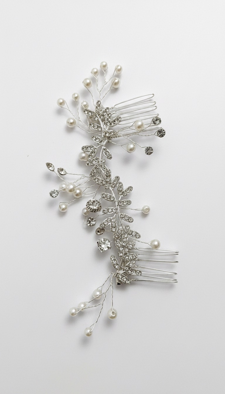 Briche mariee double comb pearle 