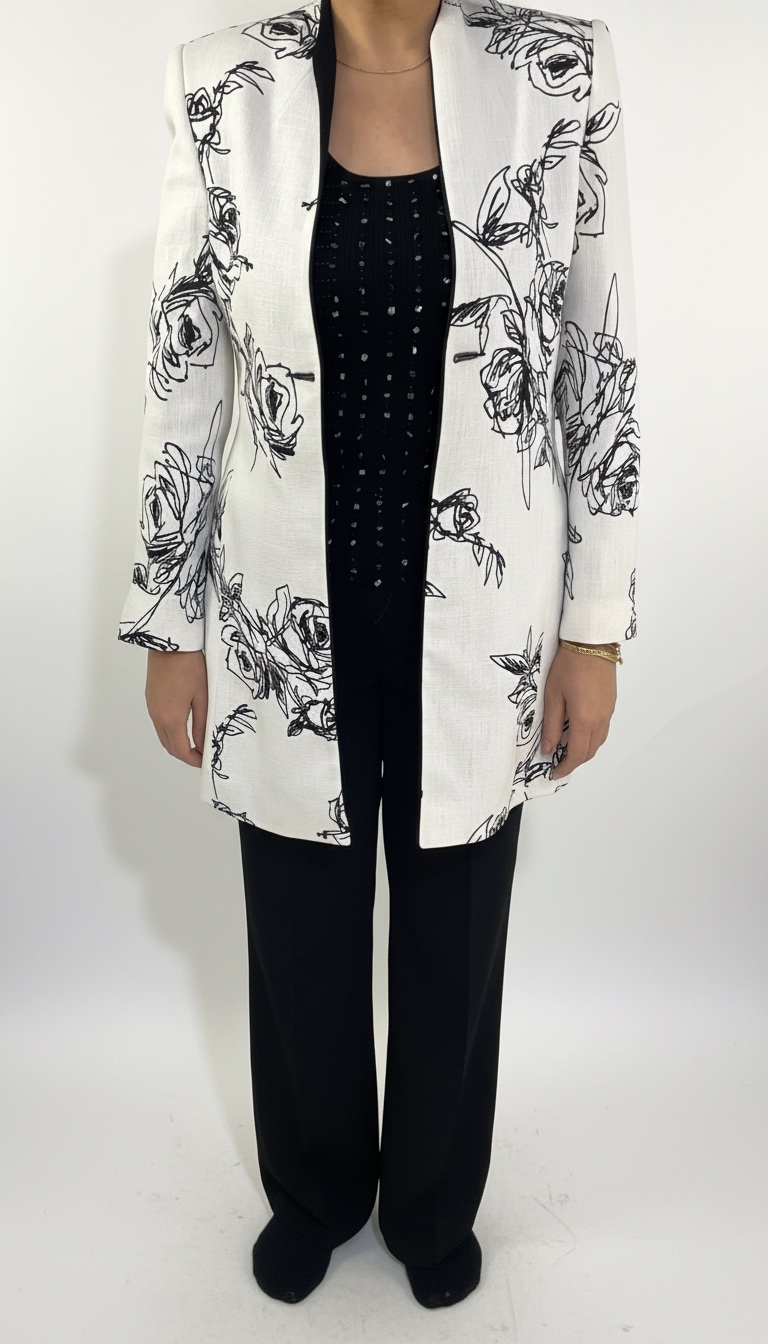 Tailleur deux pieces noir et blanc 