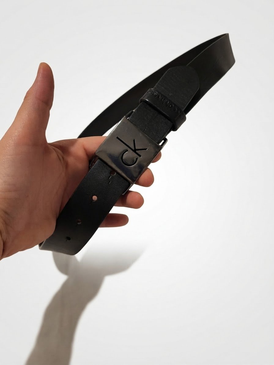 Ceinture CK unisexe en cuir véritable 