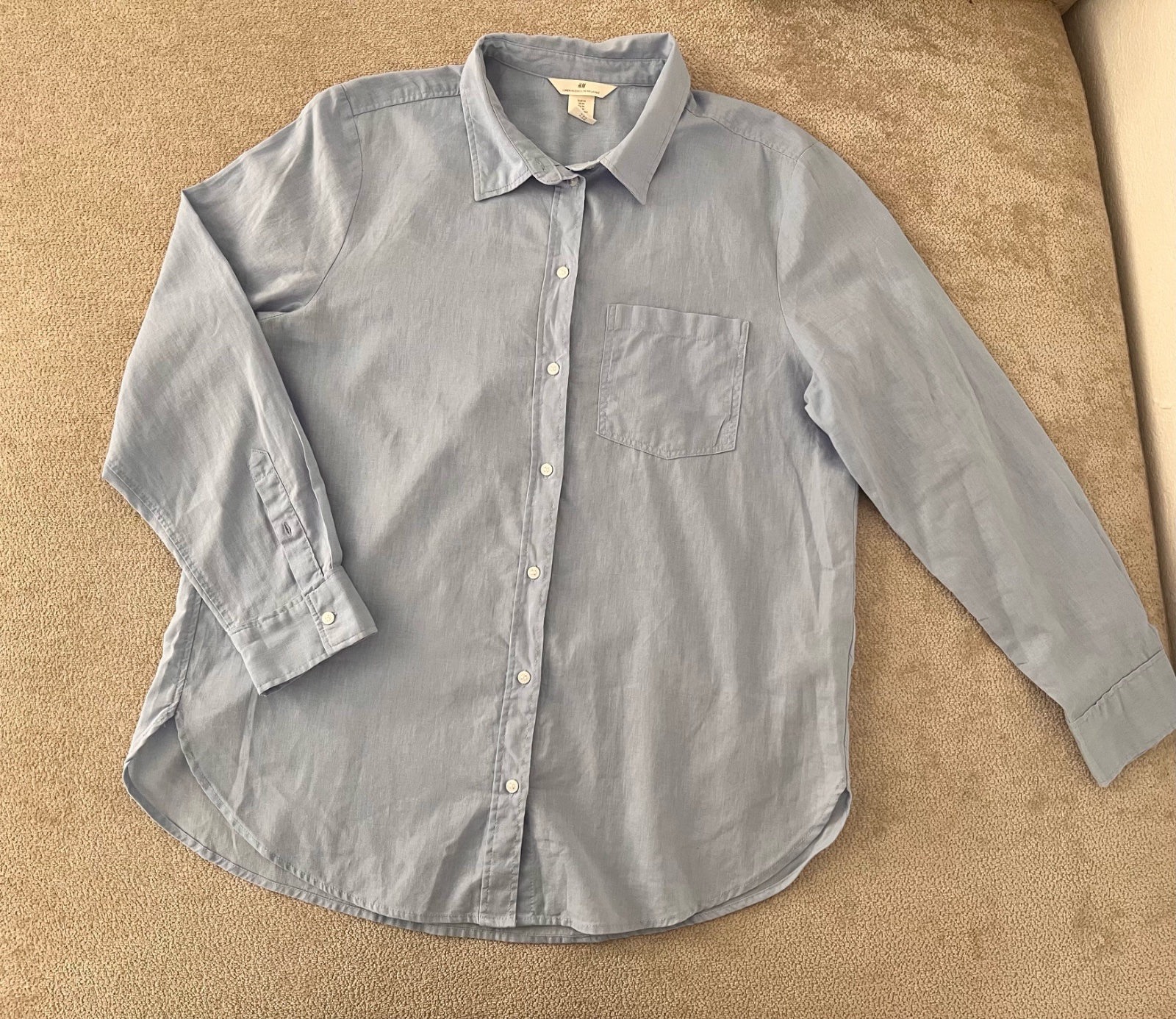 Chemise en lin bleu femme