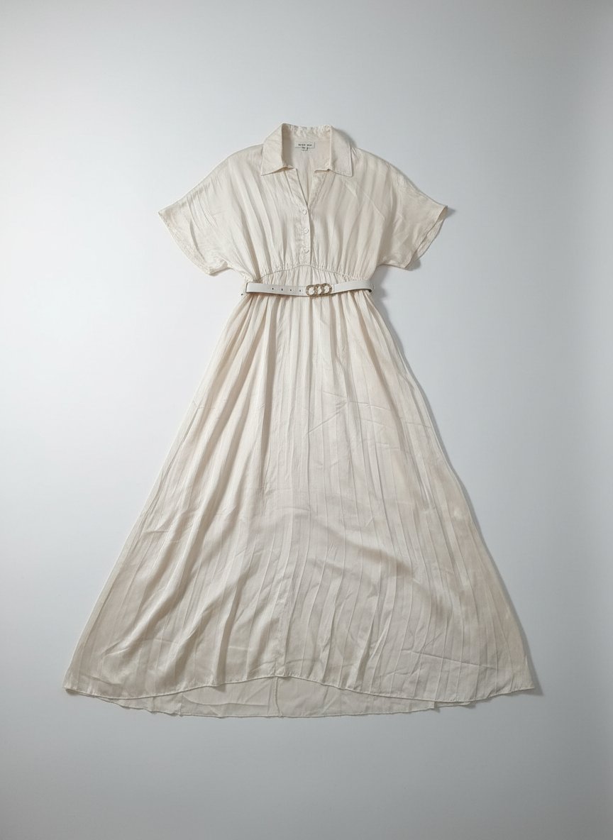Robe blanche longue avec ceinture