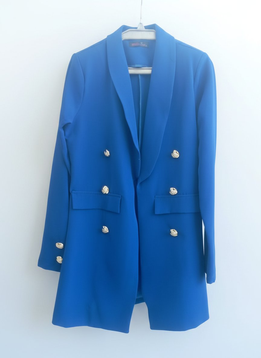 Blazer bleu avec deux boutons dorés 