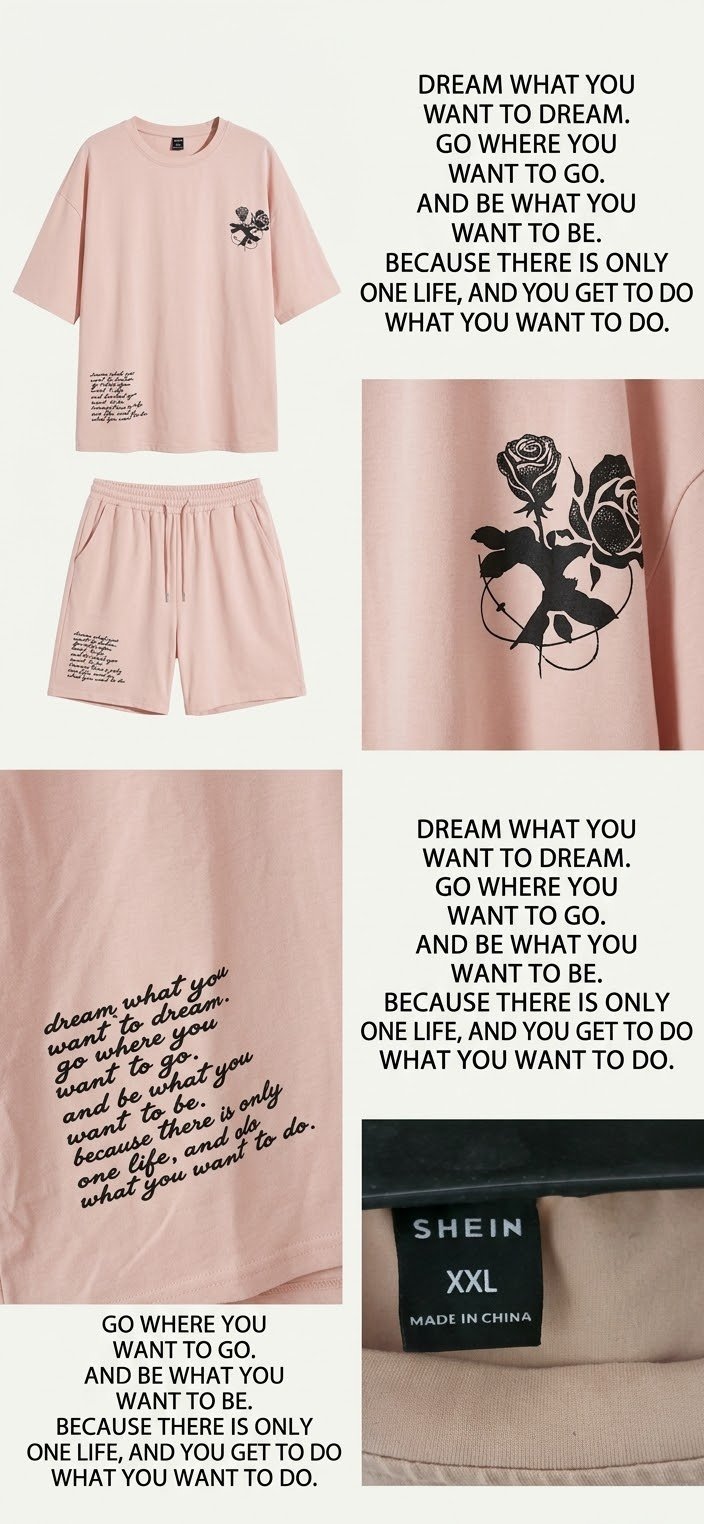 Ensemble T-shirt et Short SHEIN Rose (Taille XXL)