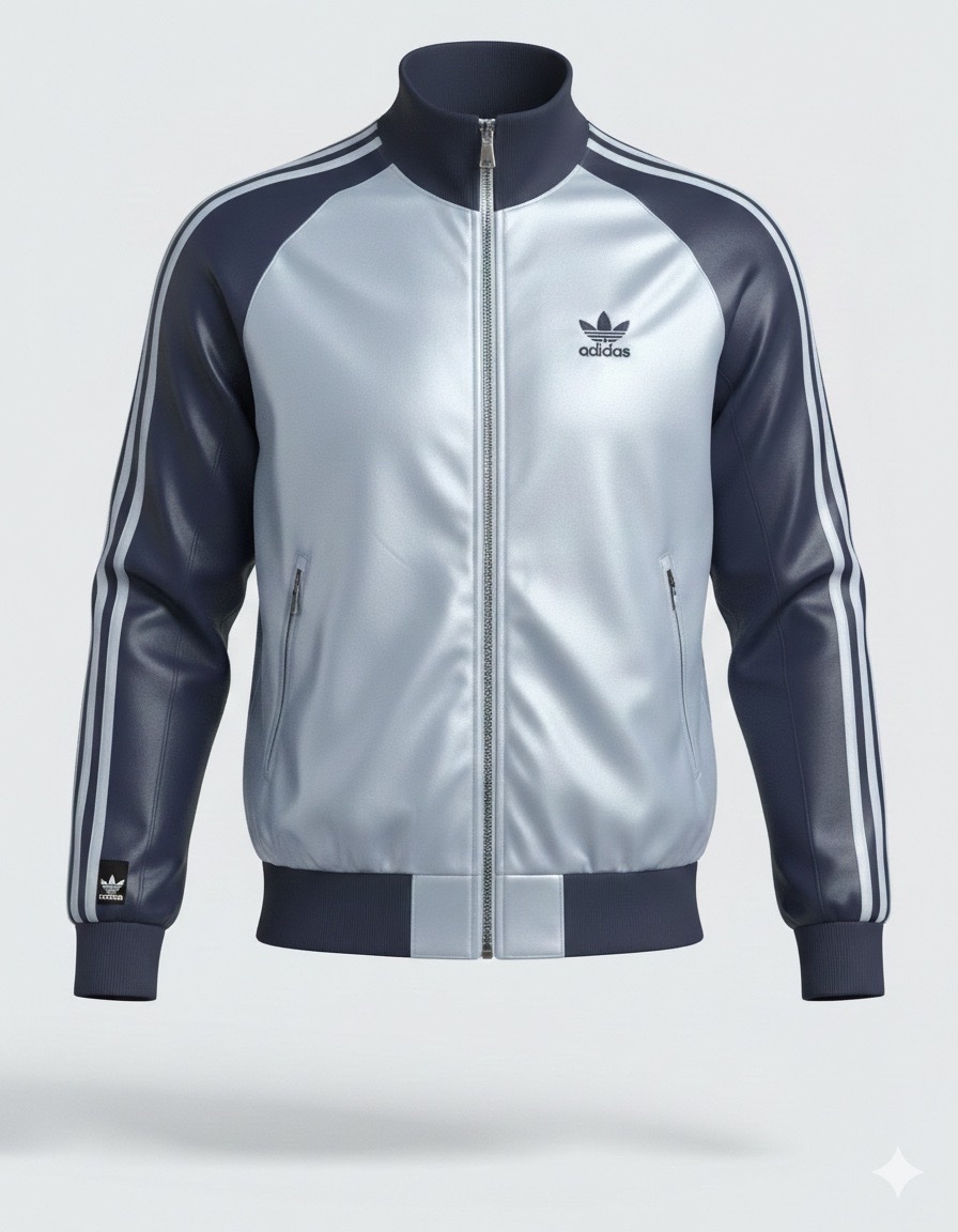 Vintage Adidas Originals Satin Chile 62 Track Jacket – Light Blue/Navy