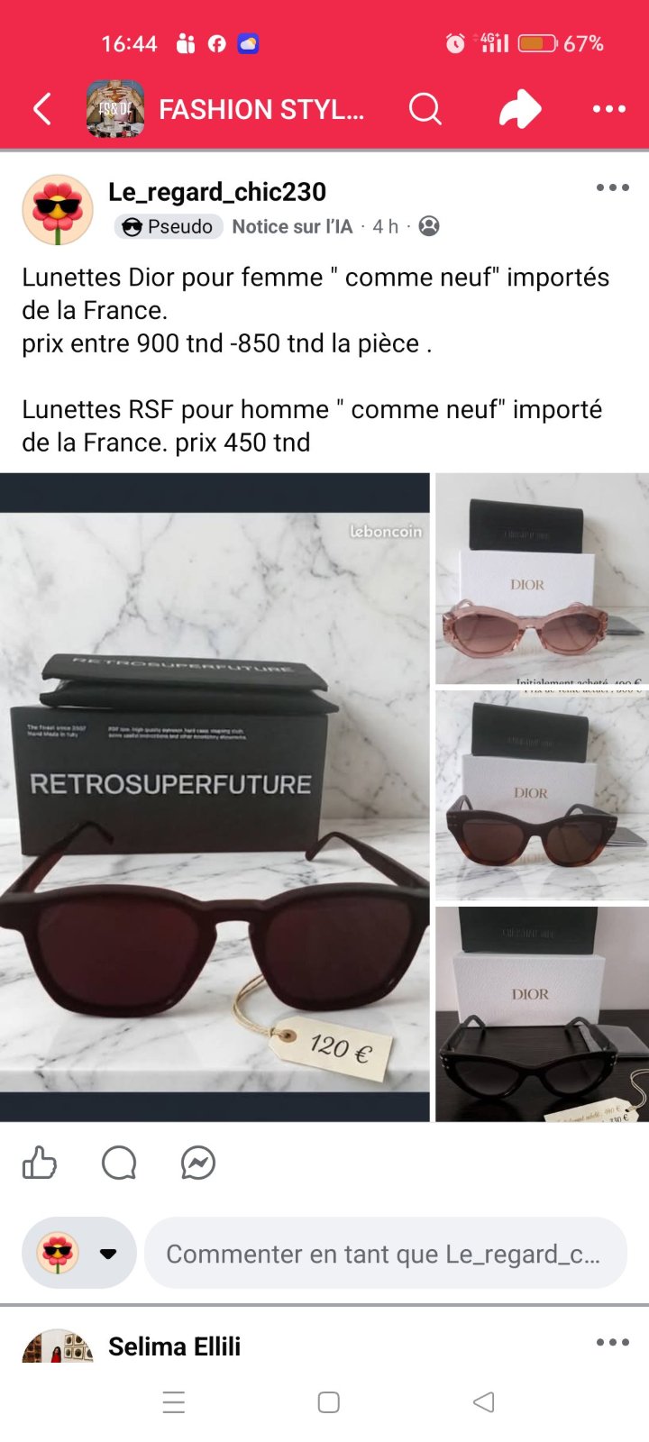 Lunettes femmes hommes Dior RSF