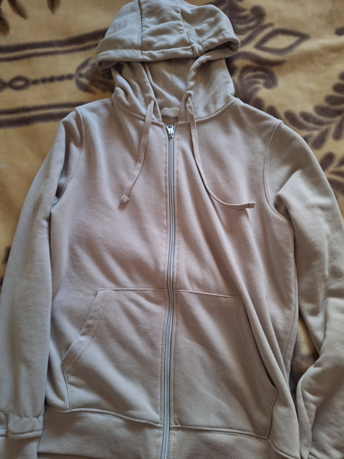 Gilet zippé à capuche beige minimal