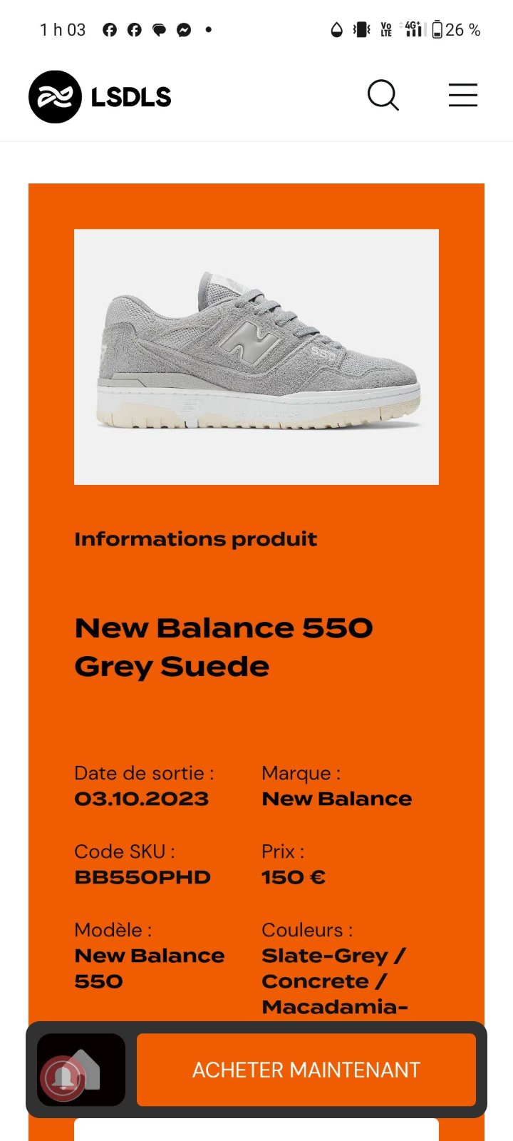 New balance original 550 