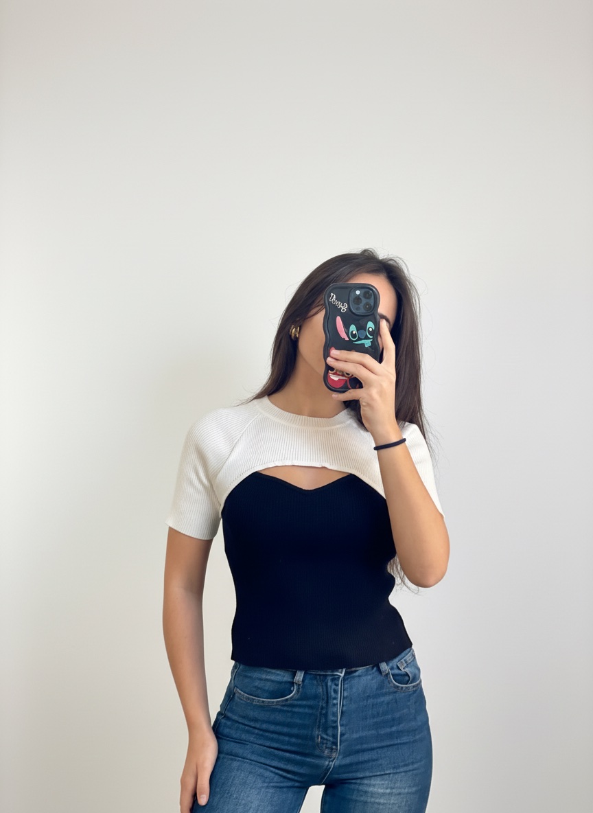 Pull noir et blanc 