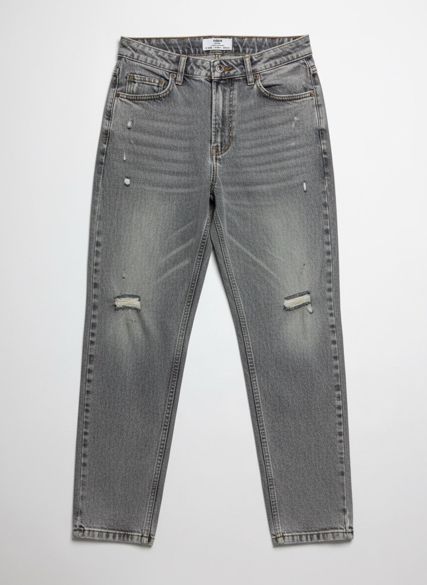 Jean mom gris 