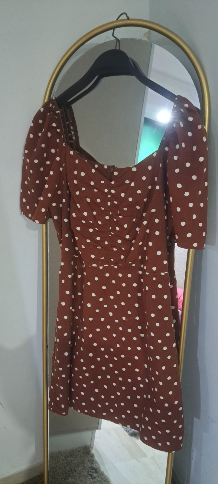 Robe lcwaikiki casual polka dots maron et blan