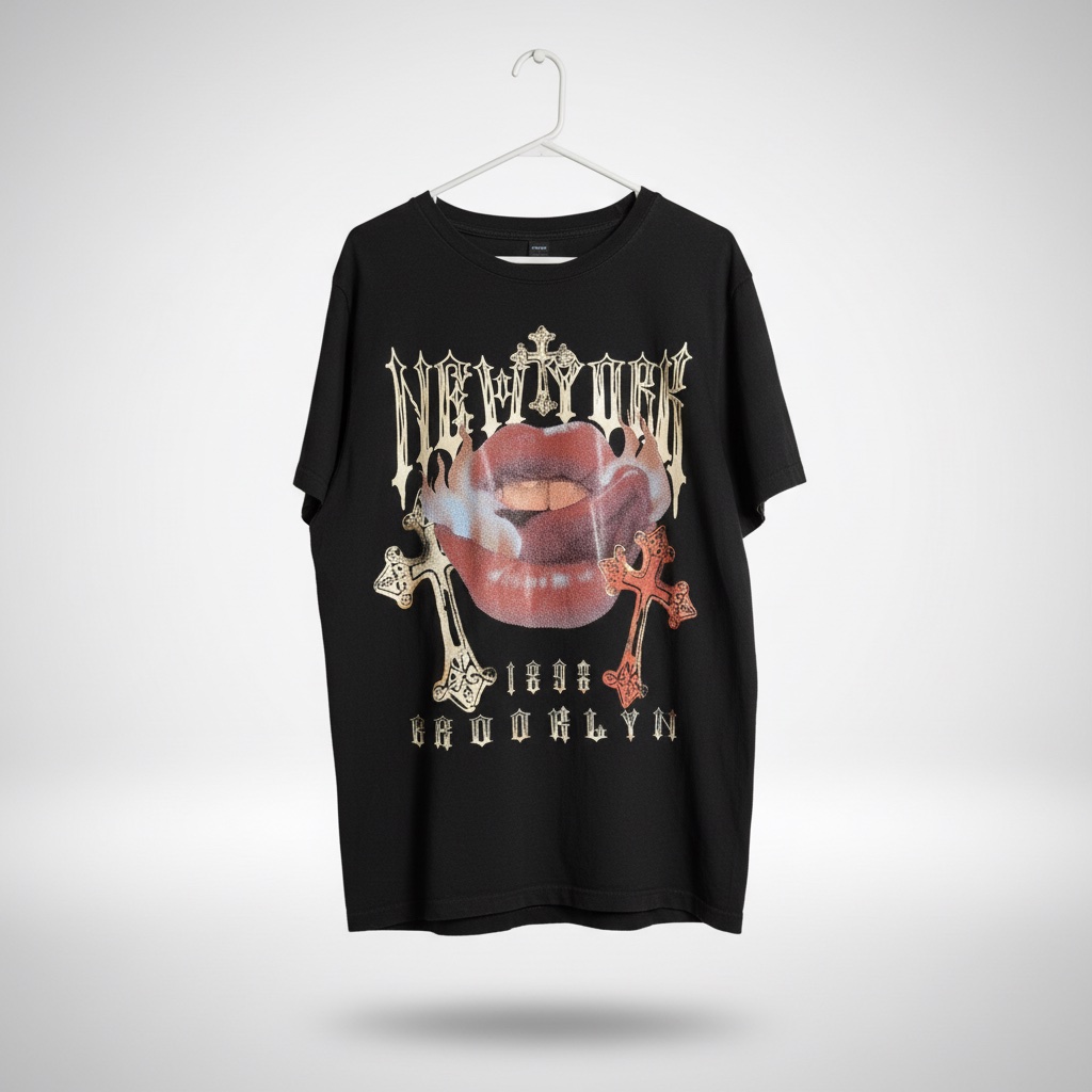 Svart t-shirt med tryck från Romwe