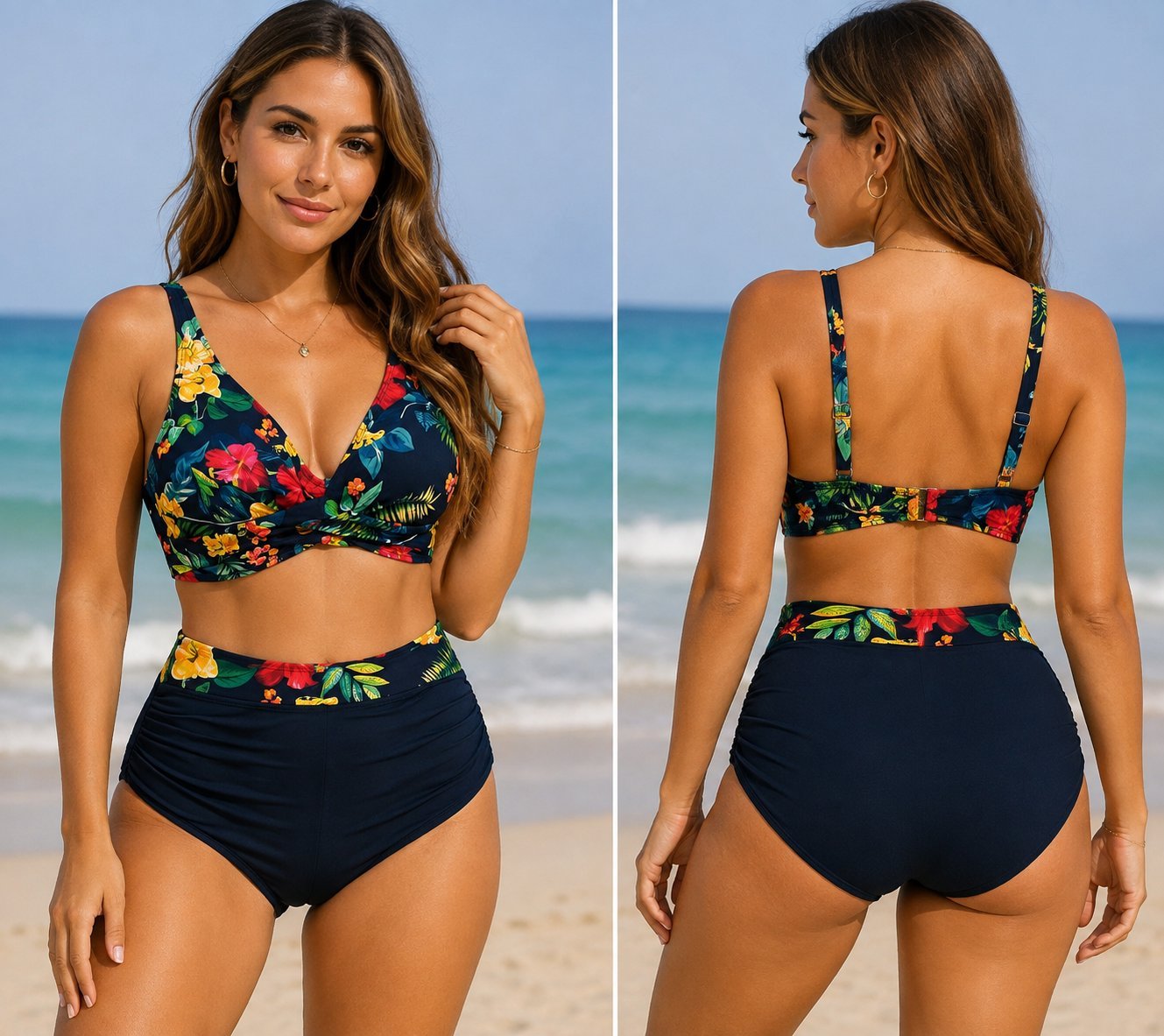 Maillot deux pièces TENDANCE design Hawaï 🌺🌱 