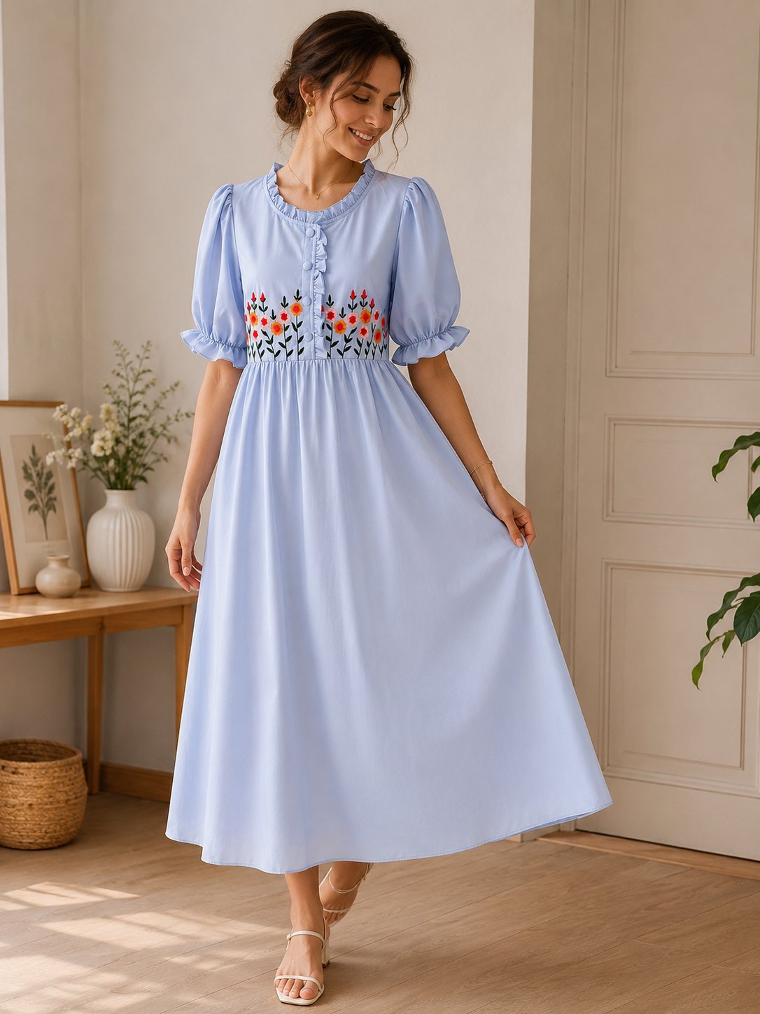 Robe Longue Jolie Broderie🌷🌺🌱☘️