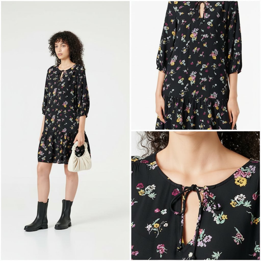 Robe Noire Fleurie 