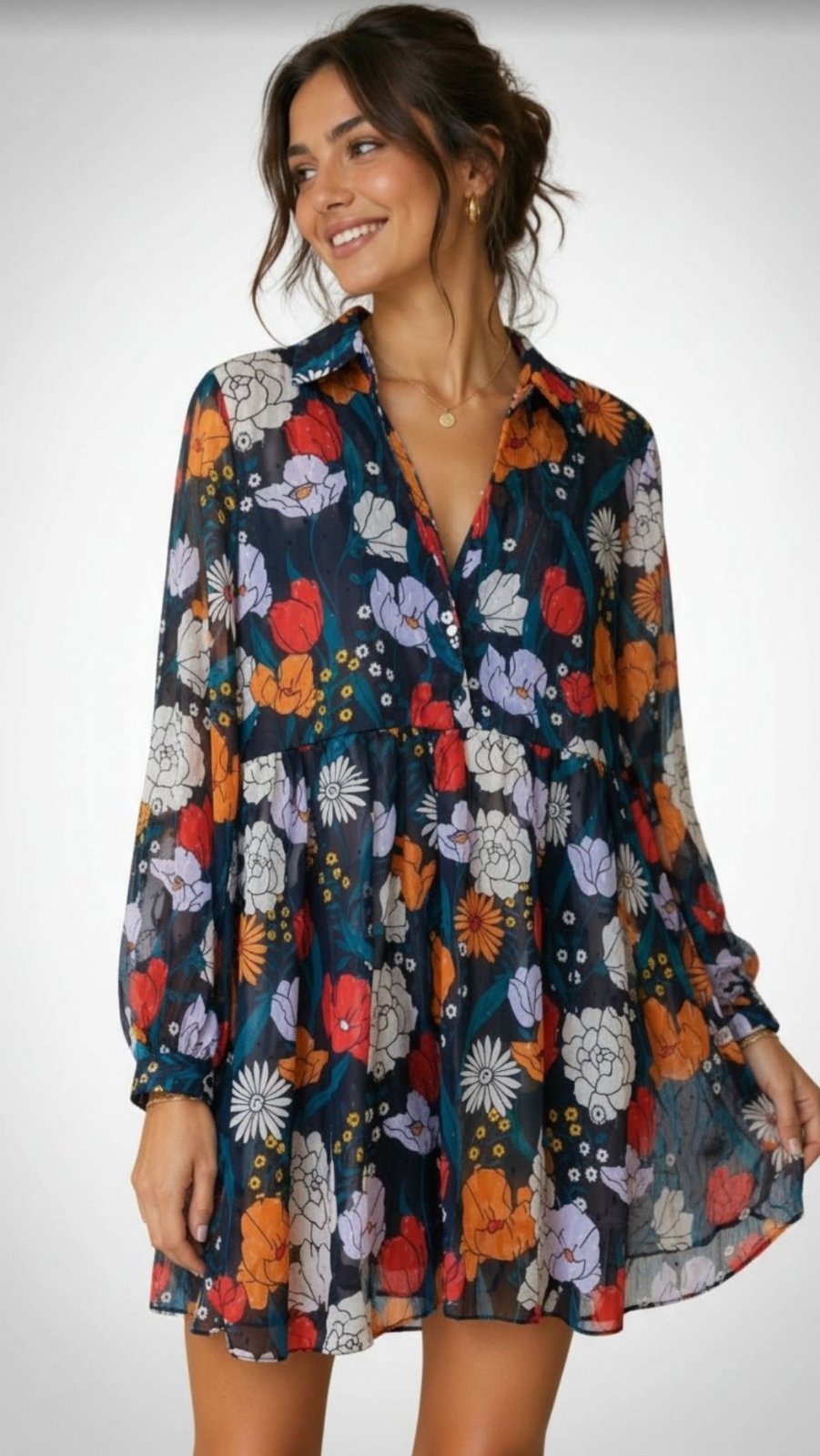 Chemise Fleurie style robe courte 🌸
