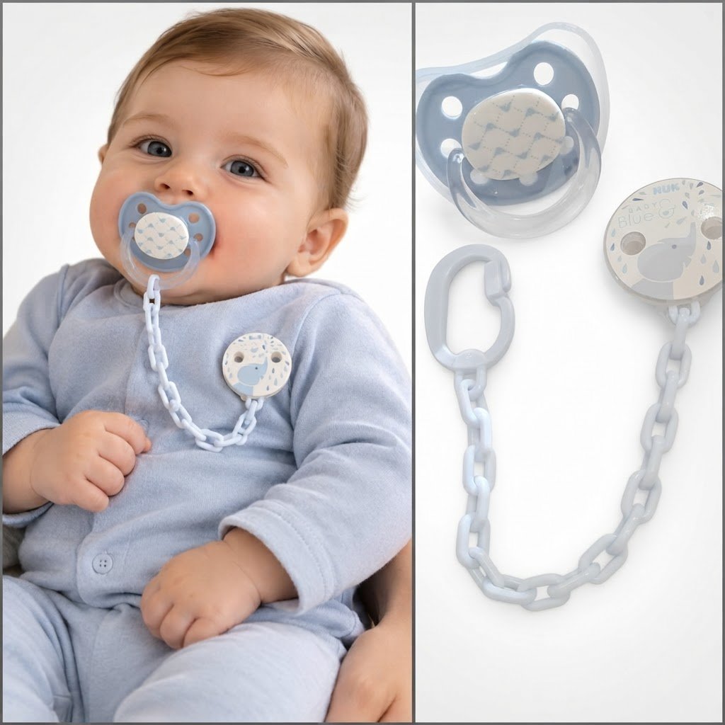 Lot Sucette pour Bebe garçons La marque Armani authentique avec Attache la Marque Nuk Assortie Neuf 💙
