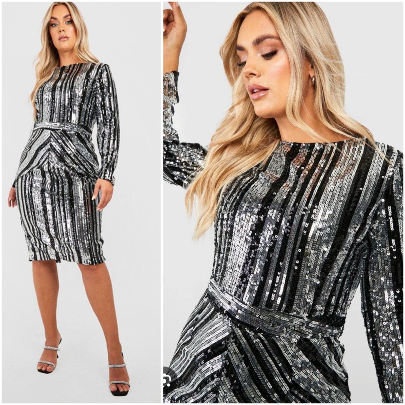 Robe Soirée Argent La Marque BooHoo Neuf 