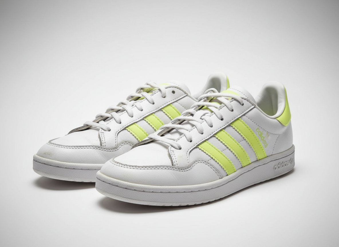  adidas Originals Team Court W avec des bandes en jaune fluo pointure 38 2/3
