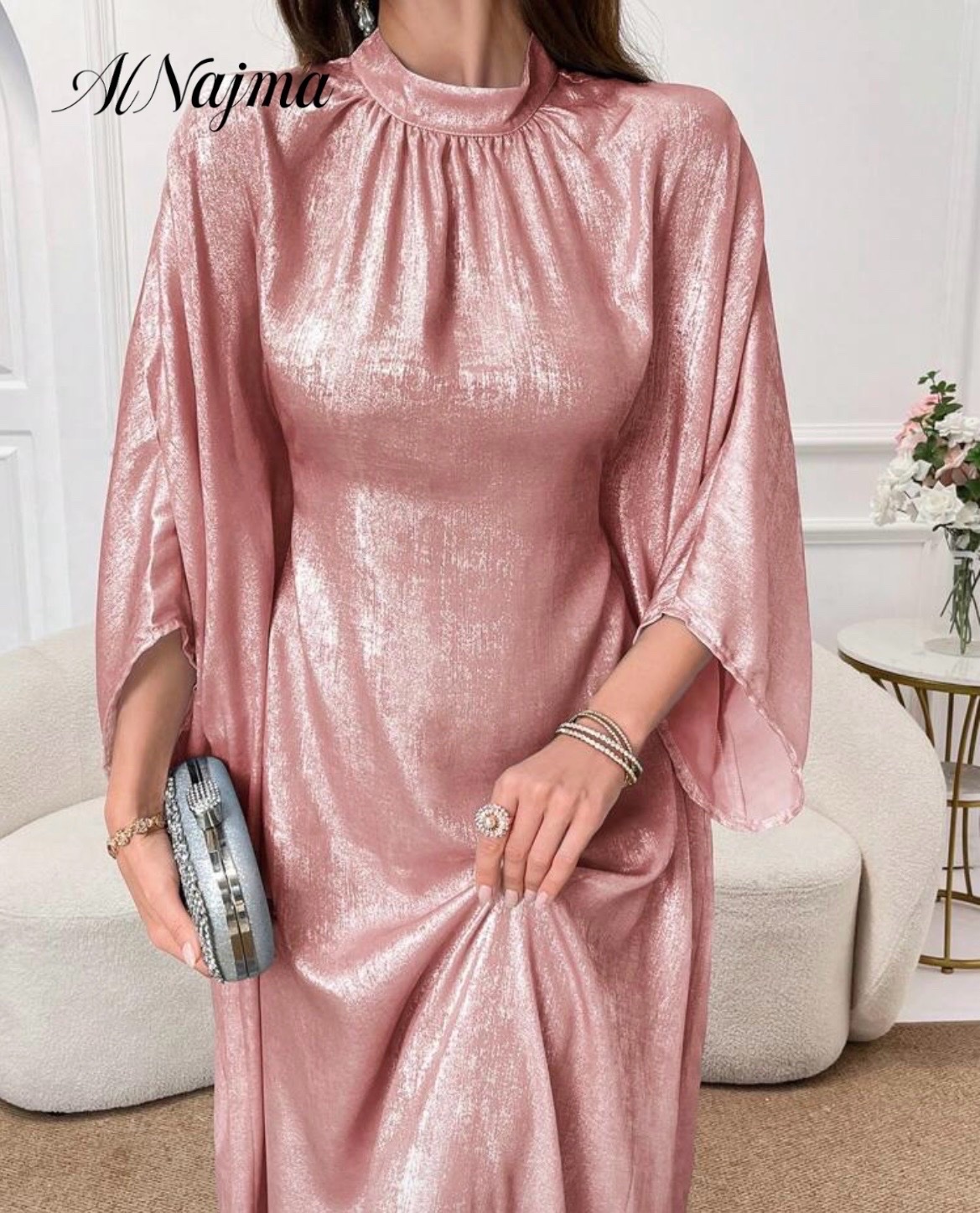 Robe caftan à manches chauve-souris