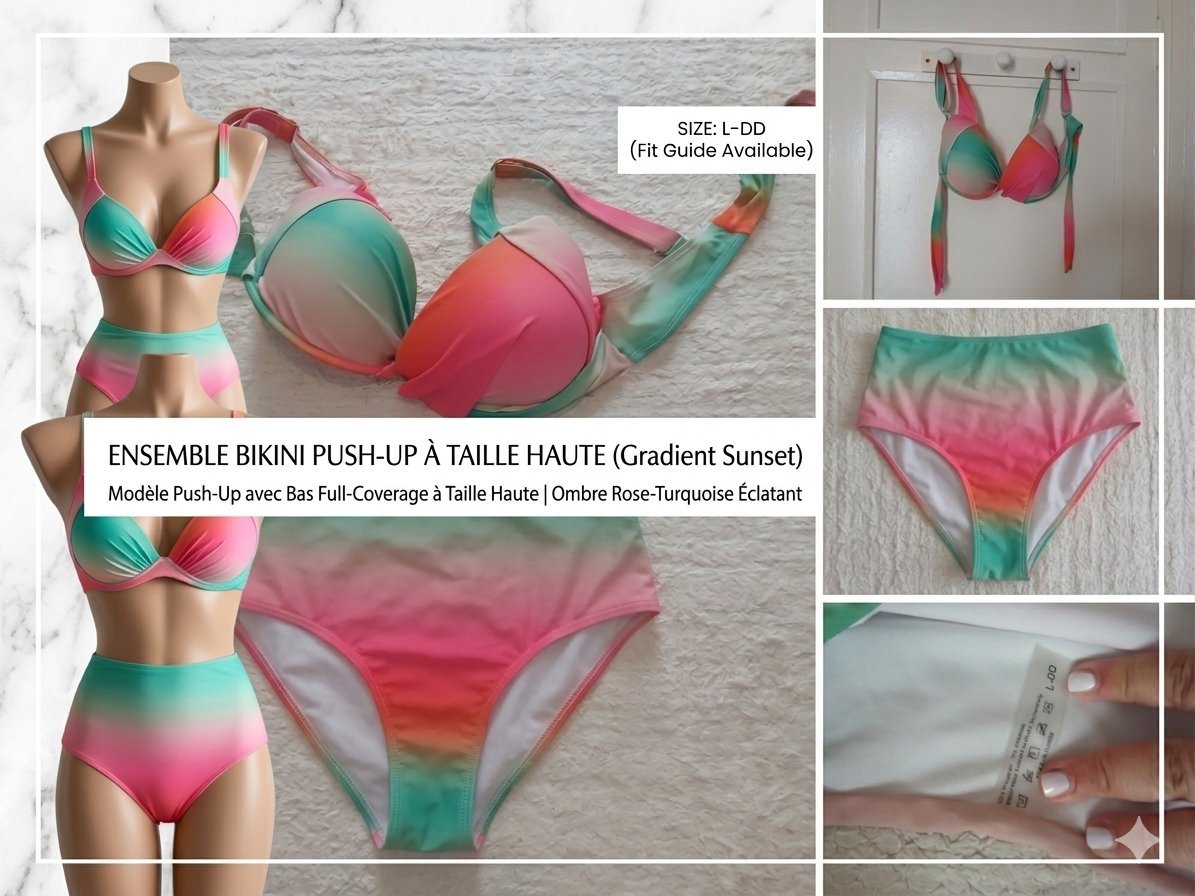 Bikini Push Up Taille haute L-DD