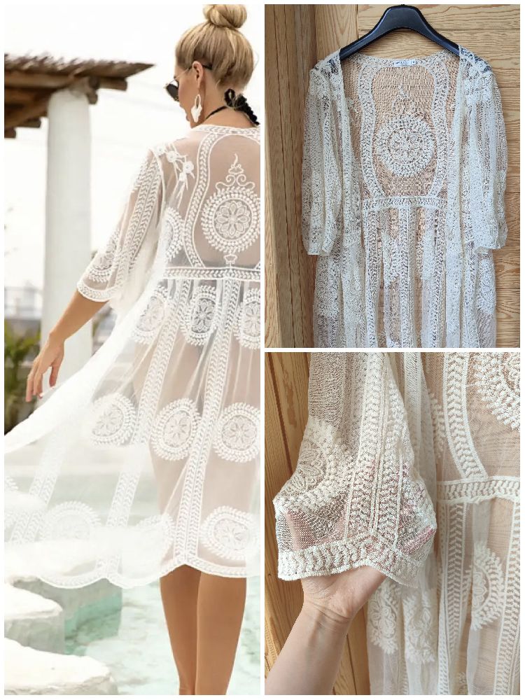 Cache maillot transparent brodé