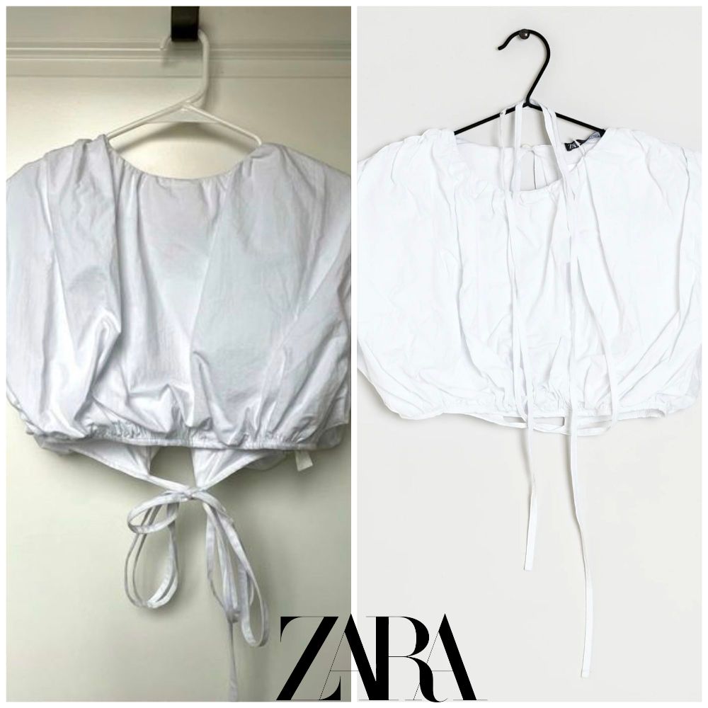 Top ZARA blanc en popeline 