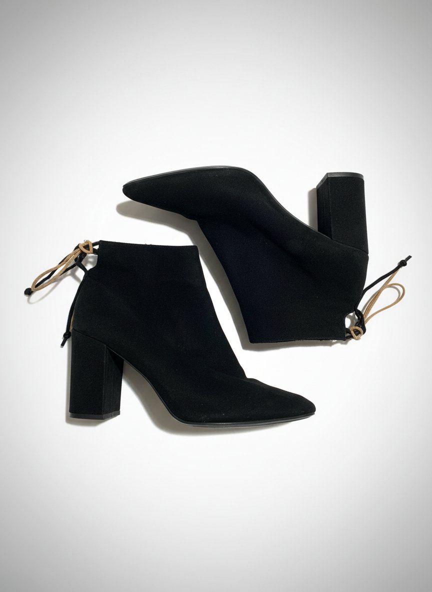 Bottines noires en daim à talon 