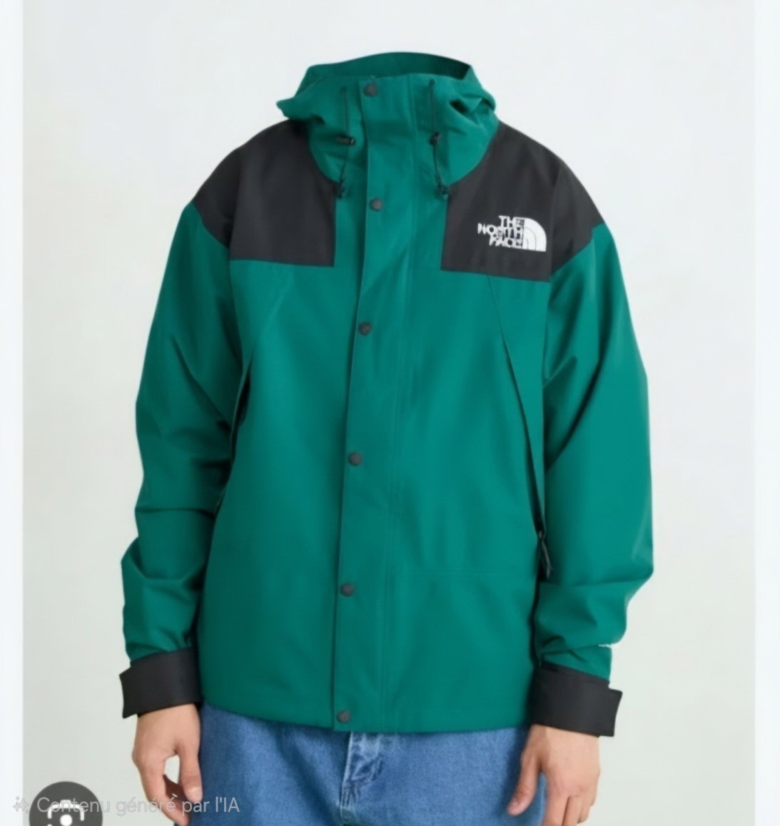 Veste The North Face DryVent Mono Mountain Jacket en coloris vert foncé (Deep Nori) et noir. Taille xl large