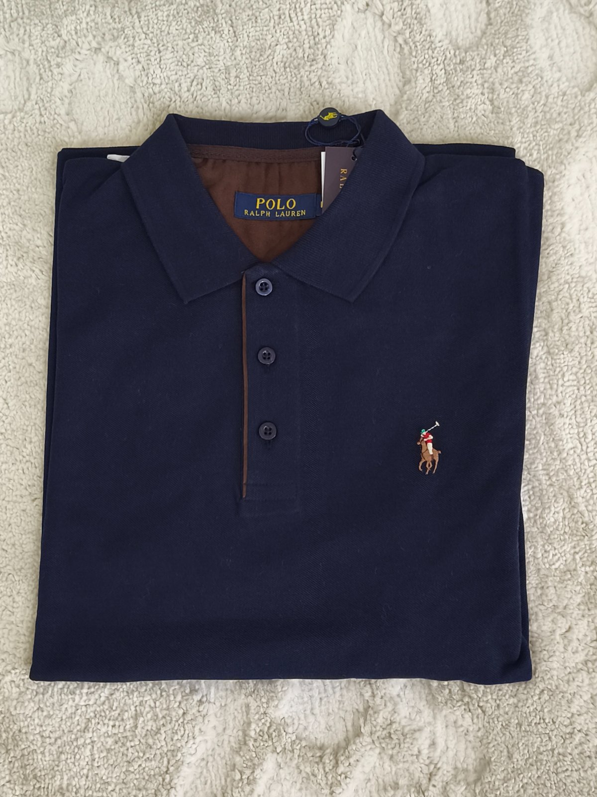 Pull Ralph col chemise bleu nuit 