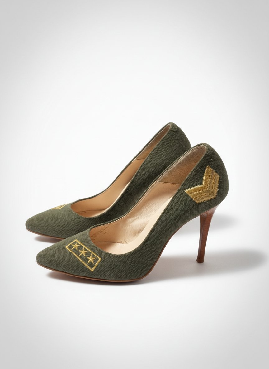 Escarpins en toile, vert militaire