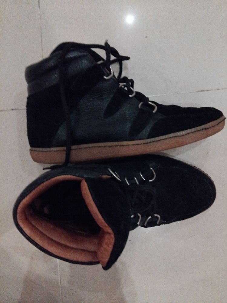 Baskets Sandro en cuir et daim