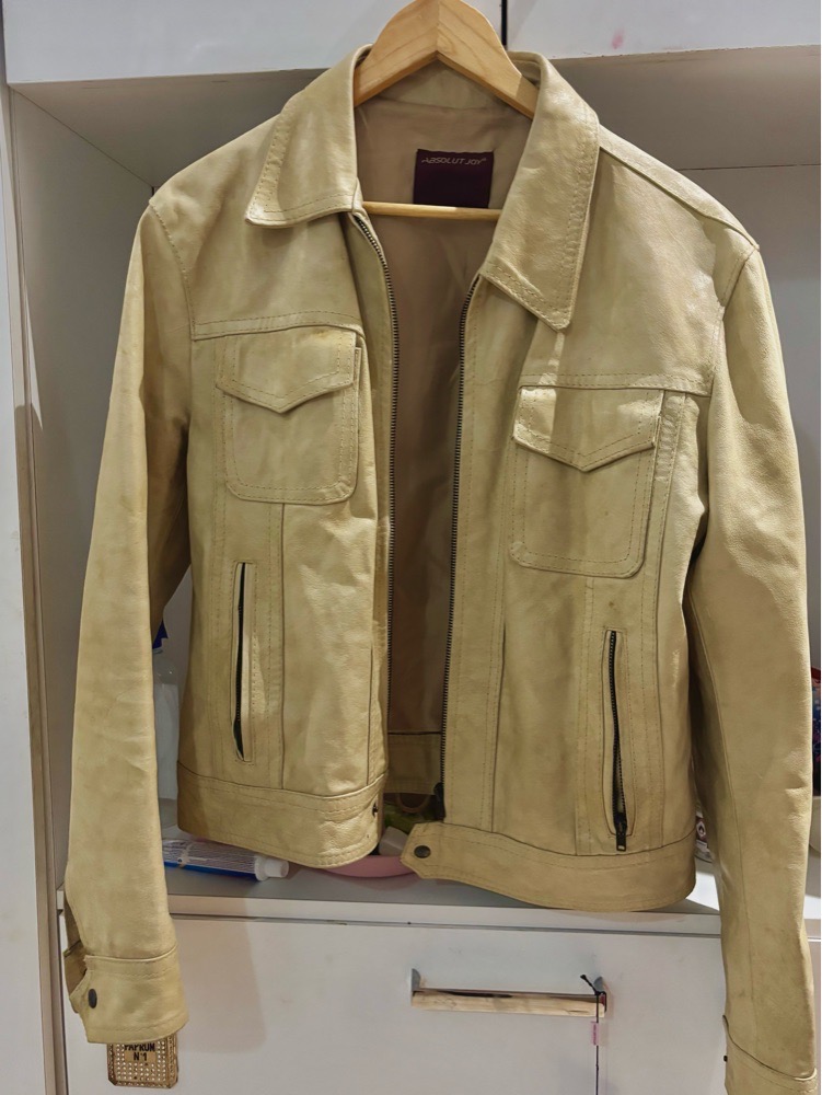 Veste cuire en beige L/Xl