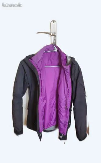 Veste / Blouson / Parka noir avec doudo une amovible à l intérieur mauve taille 38 marque quechua