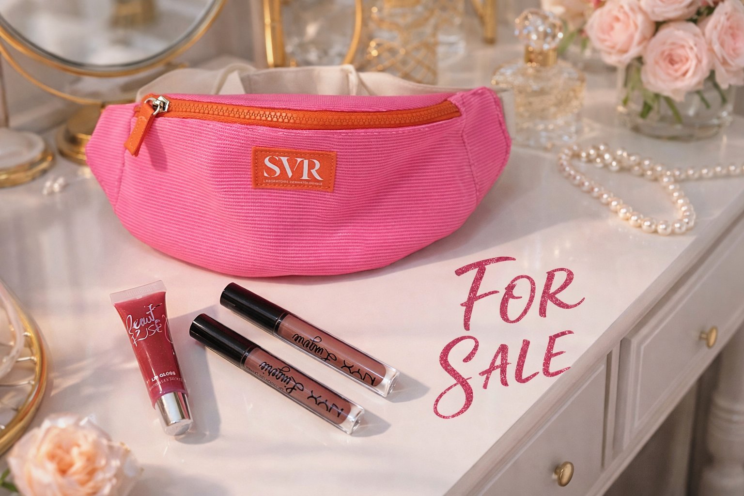 Lot 2 lipgloss nyx , gloss Victoria secret, trousse banana SVR offerte 