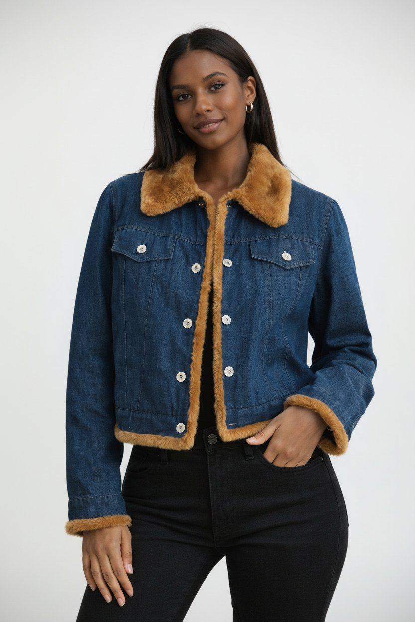 Veste jeans rembourrée hyper tendance